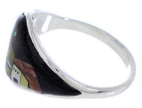 Multicolor Silver Native American Design Ring Size 6-1/4 UX36790